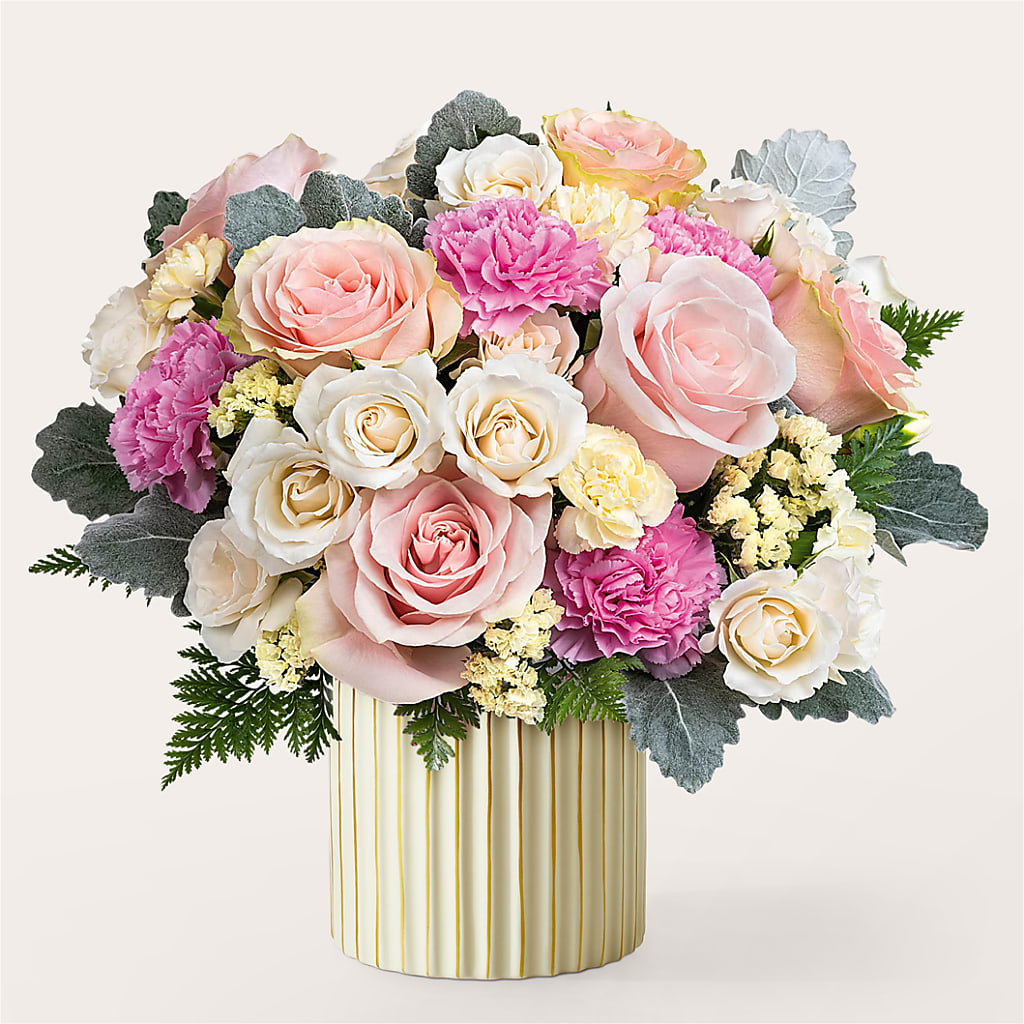 Blissful Moments Bouquet with Ivory Vase – BAYSORE'S FLOWER SHOP LLC, Mason OH