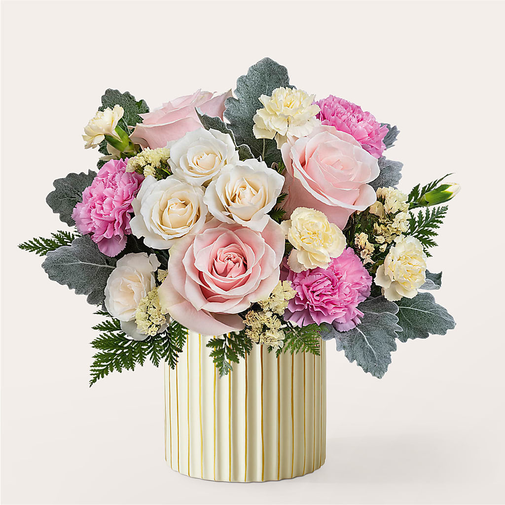 Blissful Moments Bouquet with Ivory Vase – BAYSORE'S FLOWER SHOP LLC, Mason OH