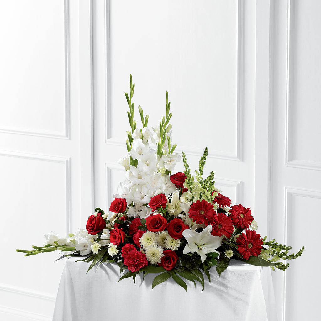 Crimson & White Arrangement – BAYSORE'S FLOWER SHOP LLC, Mason OH