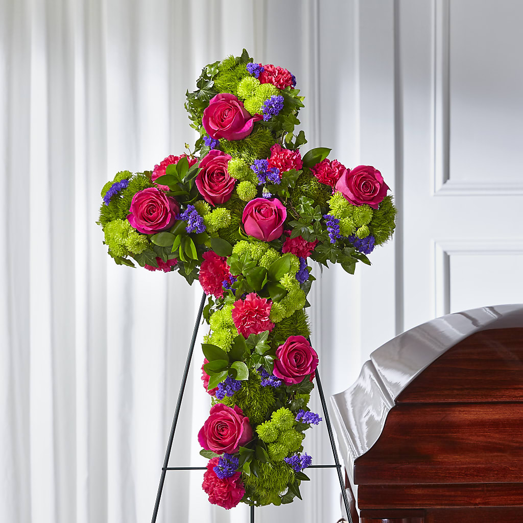 Tribute Rose Floral Cross – BAYSORE'S FLOWER SHOP LLC, Mason OH