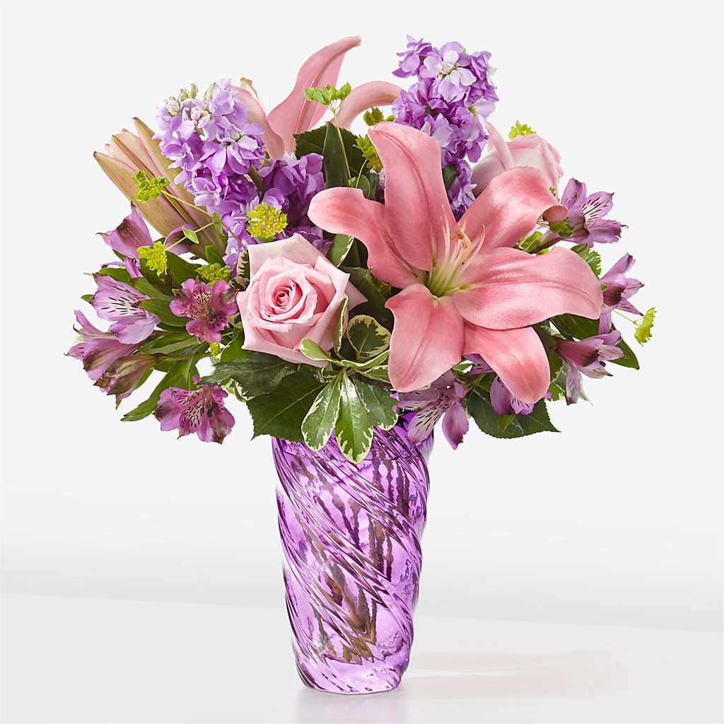 Precious Petals Bouquet with Luxe Swirl Vase – BAYSORE'S FLOWER SHOP LLC, Mason OH