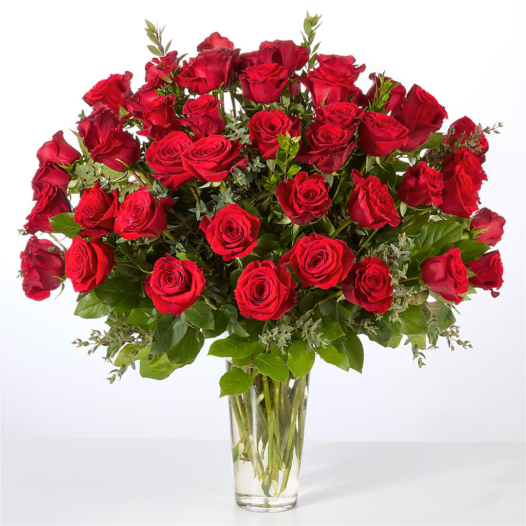 Forever Yours Fifty Stem Red Rose Bouquet – BAYSORE'S FLOWER SHOP LLC, Mason OH