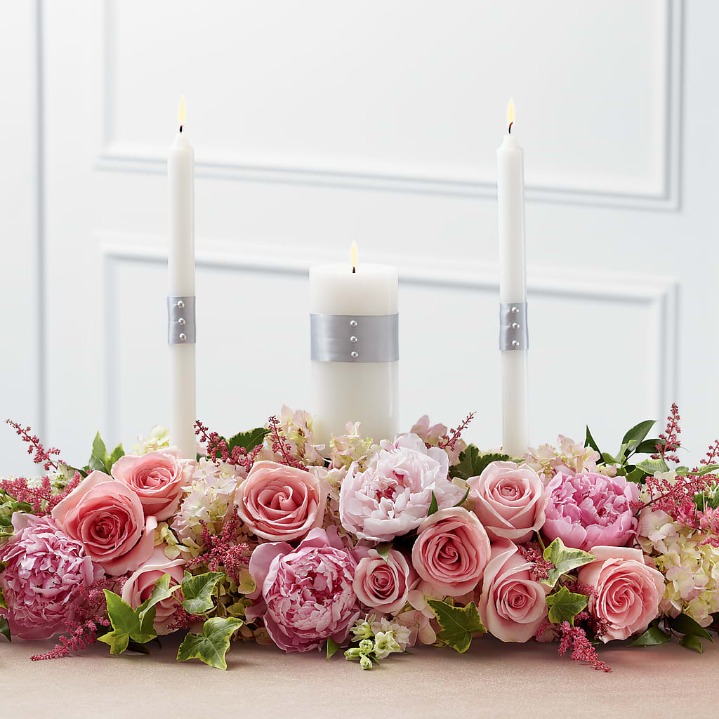 Worldwide Romance Unity Candle Arrangement – BAYSORE'S FLOWER SHOP LLC, Mason OH