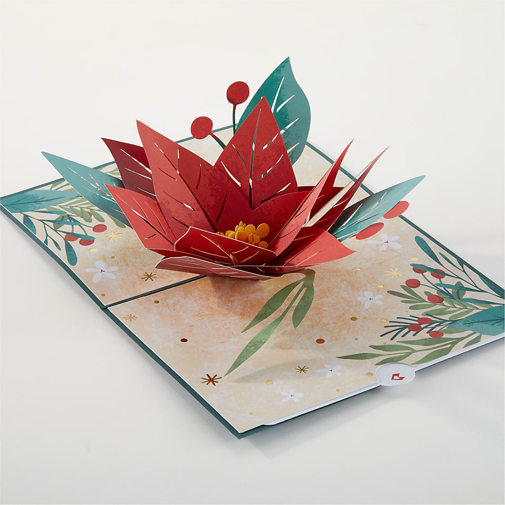 Happiest Holidays Poinsettia and Lovepop Card – BAYSORE'S FLOWER SHOP LLC, Mason OH