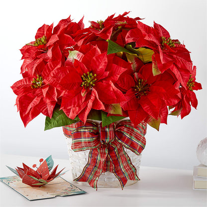 Happiest Holidays Poinsettia and Lovepop Card – BAYSORE'S FLOWER SHOP LLC, Mason OH