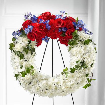 Patriotic Passion Wreath – BAYSORE'S FLOWER SHOP LLC, Mason OH