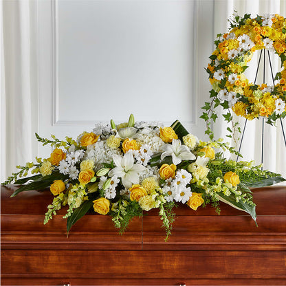 Golden Harmony Casket Spray – BAYSORE'S FLOWER SHOP LLC, Mason OH