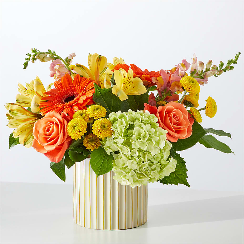 Autumn Sunshine Bouquet with Ivory Vase – BAYSORE'S FLOWER SHOP LLC, Mason OH