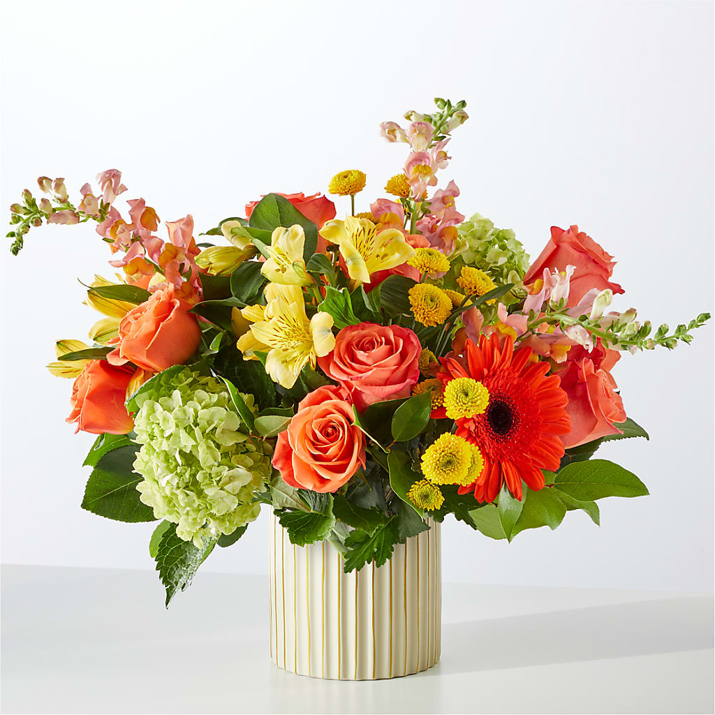 Autumn Sunshine Bouquet with Ivory Vase – BAYSORE'S FLOWER SHOP LLC, Mason OH