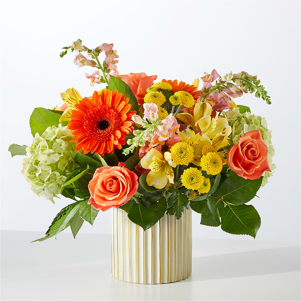 Autumn Sunshine Bouquet with Ivory Vase – BAYSORE'S FLOWER SHOP LLC, Mason OH