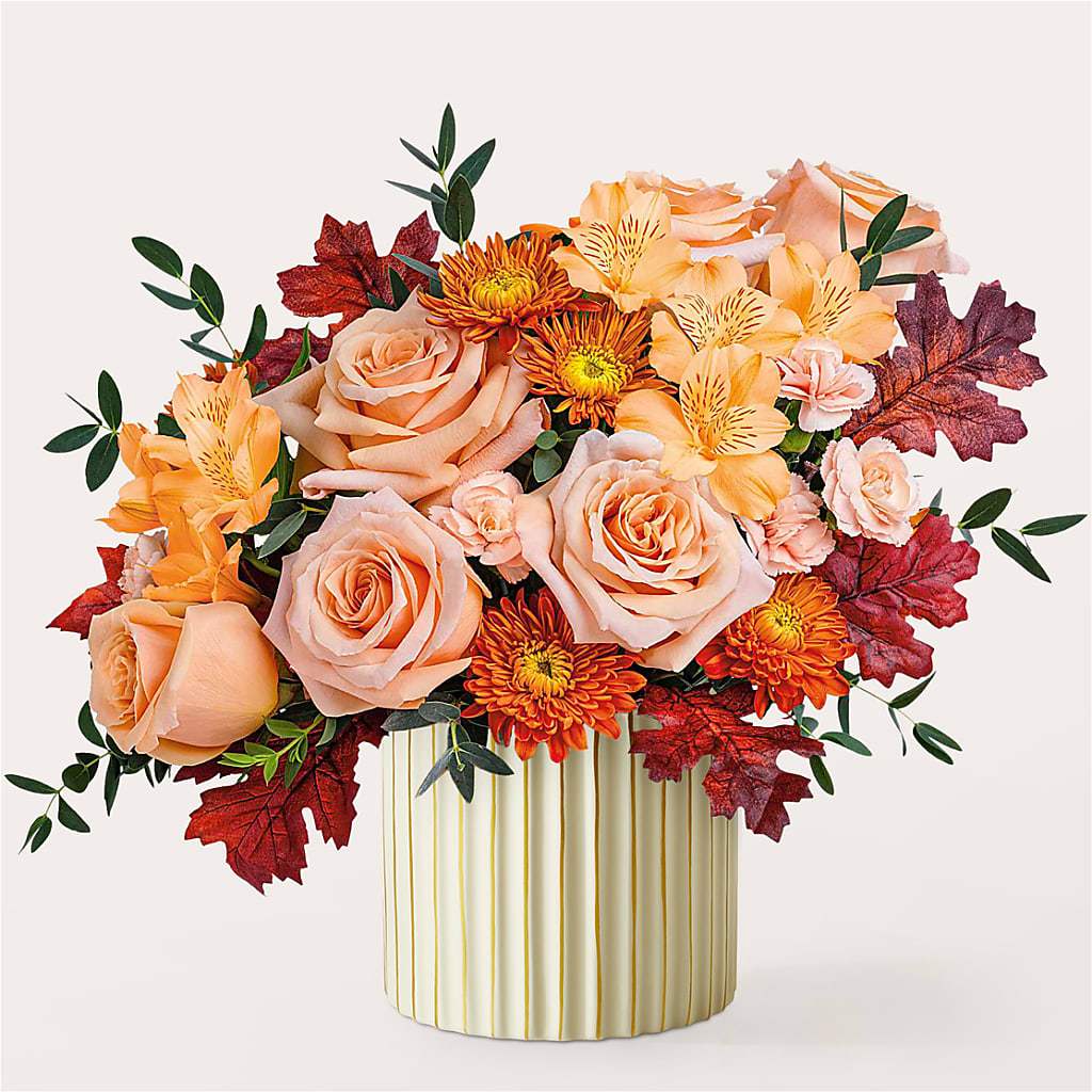 Spiced Latte Bouquet with Ivory Vase – BAYSORE'S FLOWER SHOP LLC, Mason OH