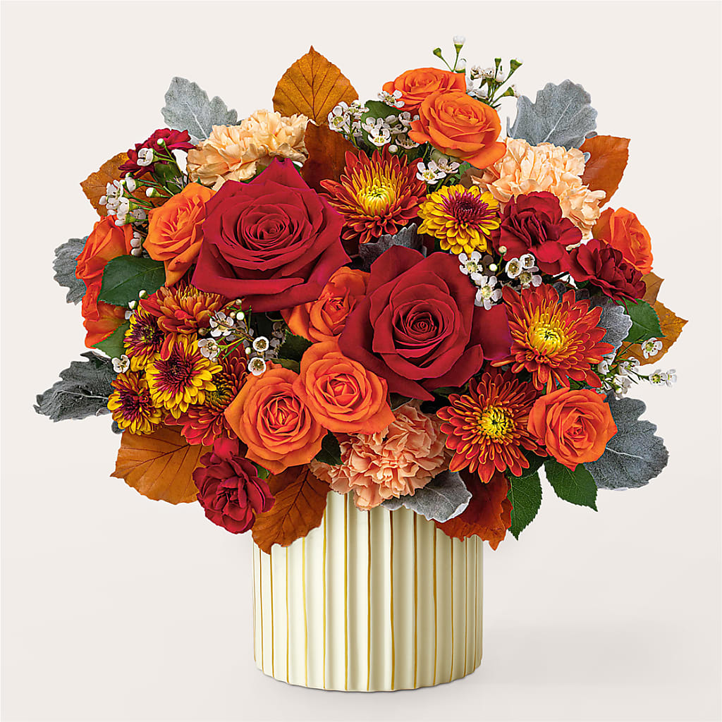 Merlot Bouquet with Ivory Vase – BAYSORE'S FLOWER SHOP LLC, Mason OH