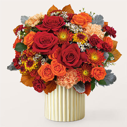 Merlot Bouquet with Ivory Vase – BAYSORE'S FLOWER SHOP LLC, Mason OH