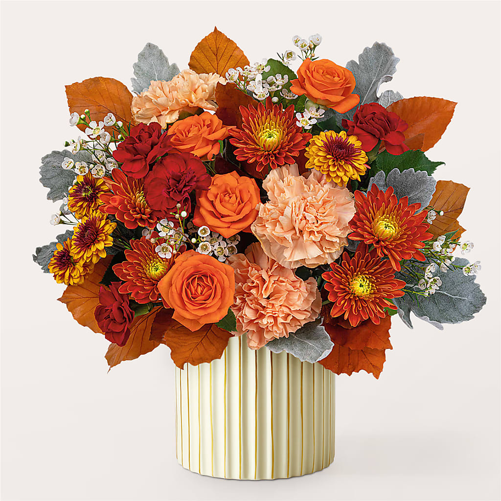 Merlot Bouquet with Ivory Vase – BAYSORE'S FLOWER SHOP LLC, Mason OH